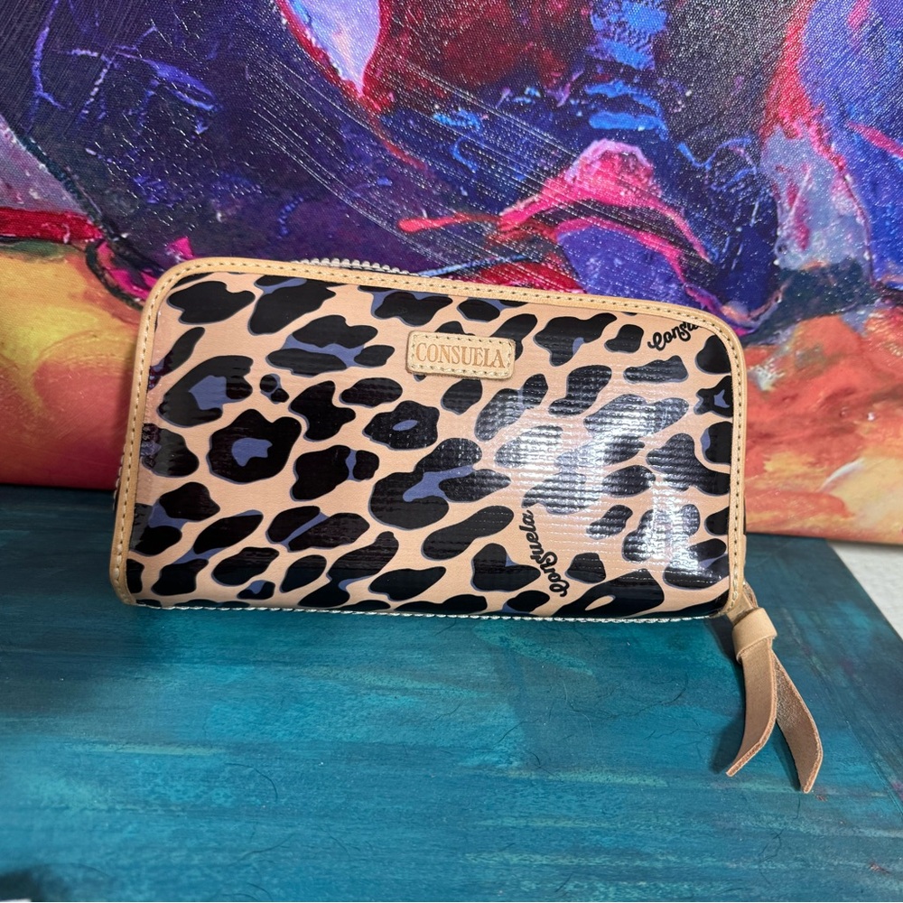 Consuela Tan and Black Leopard Print Wallet
